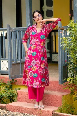 OSSM Rosy Vol 02 A Line Kurti Pant Vatican Discharge Print Top with Viscose Vatican Silk Bottom Wholesale kurtis catalogs