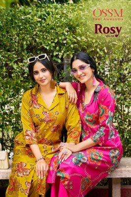 OSSM Rosy Vol 02 A Line Kurti Pant Vatican Discharge Print Top with Viscose Vatican Silk Bottom Wholesale kurtis catalogs