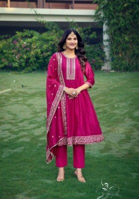 OSSM Shayra Festive Vichitra Silk Ethnic Set  Heavy Embroidery Design  Astar And Embroidered Dupatta Wholesale kurtis catalogs