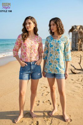 OSSM Style 198 Cotton Print 60  60 Short Tops Collection kurtis catalogs