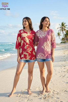 OSSM Style 198 Cotton Print 60  60 Short Tops Collection kurtis catalogs