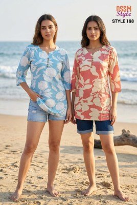 OSSM Style 198 Cotton Print 60  60 Short Tops Collection kurtis catalogs