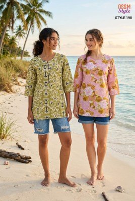 OSSM Style 198 Cotton Print 60  60 Short Tops Collection kurtis catalogs