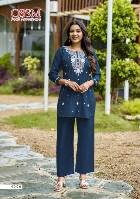 Ossm Vama Vol 4 Fancy Co ord Set featuring Viscos Vetican Silk heavy Top and pant with pockets Wholesale kurtis kurtis catalogs