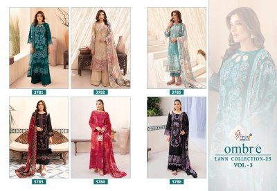 Ombre lawn vol 3 by Shree Fab Pure Cotton Embroidered dress material catalogue at low rate dress material catalogs