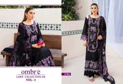 Ombre lawn vol 3 by Shree Fab Pure Cotton Embroidered dress material catalogue at low rate dress material catalogs