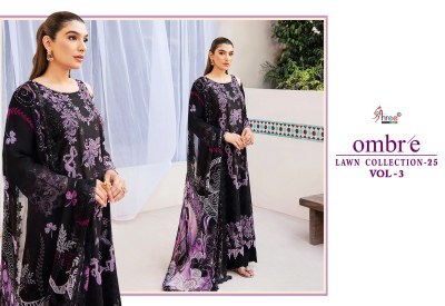 Ombre lawn vol 3 by Shree Fab Pure Cotton Embroidered dress material catalogue at low rate dress material catalogs