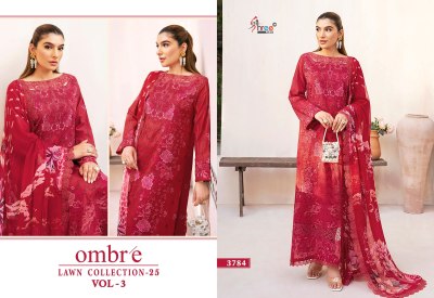 Ombre lawn vol 3 by Shree Fab Pure Cotton Embroidered dress material catalogue at low rate dress material catalogs