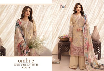 Ombre lawn vol 3 by Shree Fab Pure Cotton Embroidered dress material catalogue at low rate dress material catalogs