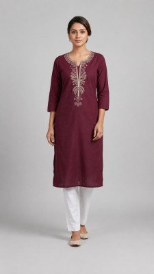 One Piece Cotton 60/60 Coding Embroidery Kurti with Pocket  Size wise Combo Set