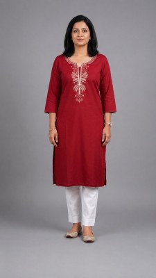One Piece Cotton 60/60 Coding Embroidery Kurti with Pocket  Size wise Combo Set