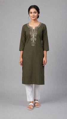 One Piece Cotton 60/60 Coding Embroidery Kurti with Pocket  Size wise Combo Set