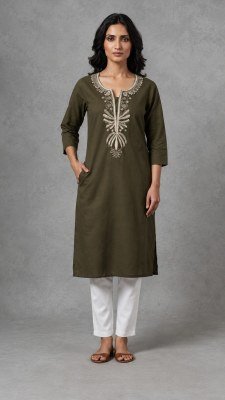 One Piece Cotton 60/60 Coding Embroidery Kurti with Pocket  Size wise Combo Set