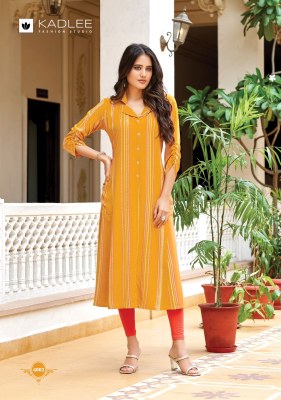 Oraa by Kadlee Hevy reyon thread handwork fancy kurti catalogue at affordable rate kurtis catalogs