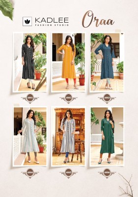 Oraa by Kadlee Hevy reyon thread handwork fancy kurti catalogue at affordable rate kurtis catalogs