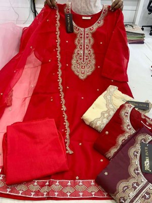 Organza Readymade Salwar Kameez Four Colours Matching Party Wear Designer Dress Wholesale Rate Surat Market Amavi