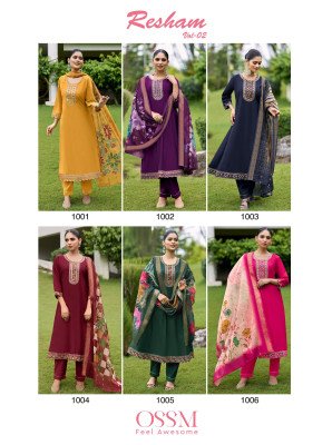 Ossam Resham Vol 02 Premium Anarkali 3pc Set with Heavy Embroidery and Chanderi Dupatta and radymade Suits Wholesale readymade suit catalogs