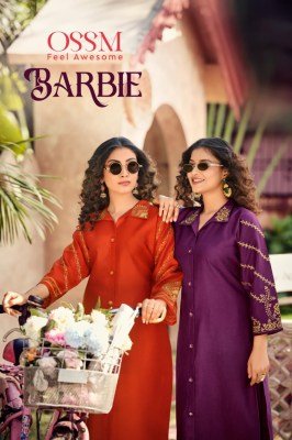 Ossm Barbie Collection Viscose Berlin Silk Embroidered Co-ord Set wholesale catalogs