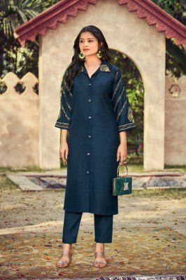 Ossm Barbie Collection Viscose Berlin Silk Embroidered Co-ord Set kurtis catalogs