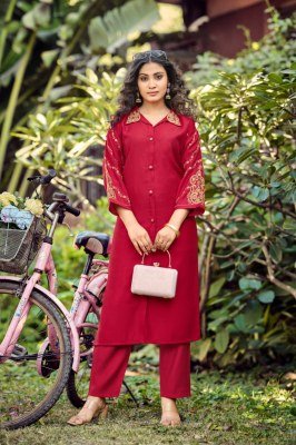 Ossm Barbie Collection Viscose Berlin Silk Embroidered Co-ord Set kurtis catalogs