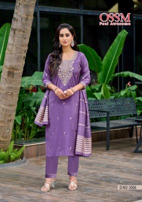 Ossm Mishu Vol 03 Fancy Collection Premium Roman Simmer Fabric Heavy Embroidery Pant Pocket Kurti AndJacquard Dupatta Wholesale kurtis catalogs