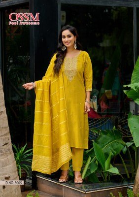Ossm Mishu Vol 03 Fancy Collection Premium Roman Simmer Fabric Heavy Embroidery Pant Pocket Kurti AndJacquard Dupatta Wholesale kurtis catalogs