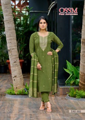Ossm Mishu Vol 03 Fancy Collection Premium Roman Simmer Fabric Heavy Embroidery Pant Pocket Kurti AndJacquard Dupatta Wholesale kurtis catalogs