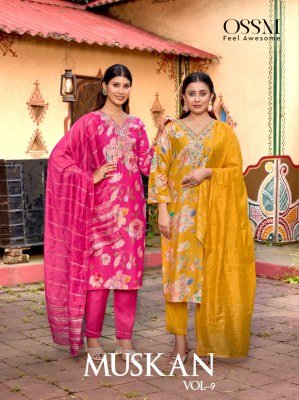 Ossm Muskan Vol 09 Embroidered Suit with Vetican Foil Print And Chanderi Jacquard Dupatta Wholesale kurtis catalogs