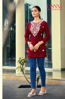 Ossm Nora Vol 07 Fancy Short Tops Heavy Reyon Cotton Embroidery And Wholesale product kurtis catalogs