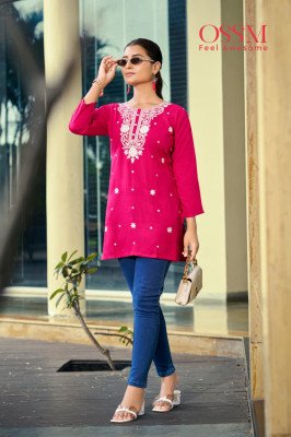 Ossm Nora Vol 07 Fancy Short Tops Heavy Reyon Cotton Embroidery And Wholesale product kurtis catalogs