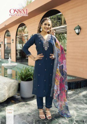 Ossm Rangat Festival Collection Premium Roman Silk Kurti Set with Heavy Embroidery Astar And Pant Pocket Jacquard Digital Print Dupatta Wholesale kurtis catalogs