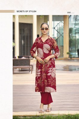 Ossm Rosy Designer Vetican Discharge Print A Line Kurti with Pocket and Viscos Silk Pant  Wholesale kurtis catalogs