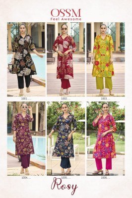Ossm Rosy Designer Vetican Discharge Print A Line Kurti with Pocket and Viscos Silk Pant  Wholesale kurtis catalogs