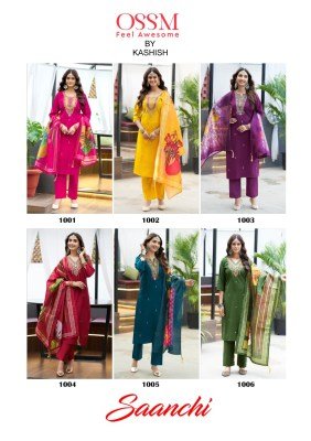 Ossm Saanchi Fancy 3pc Set Premium Viscose Roman Silk Kurti with Embroidery And Pant Pocket Silk Digital Print Dupatta And Wholesale kurtis catalogs
