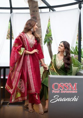 Ossm Saanchi Fancy 3pc Set Premium Viscose Roman Silk Kurti with Embroidery And Pant Pocket Silk Digital Print Dupatta And Wholesale kurtis catalogs