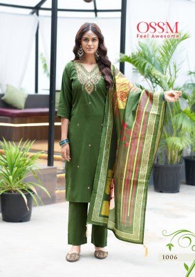 Ossm Saanchi Fancy 3pc Set Premium Viscose Roman Silk Kurti with Embroidery And Pant Pocket Silk Digital Print Dupatta And Wholesale kurtis catalogs