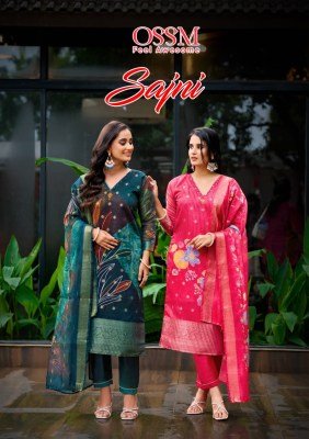 Ossm Sajni Festive Silk Jacquard Digital Print kurti Set Mirror Work Pant Pocket And Digital Jacquard Dupatta Wholesale Ossm Kurti catalogue