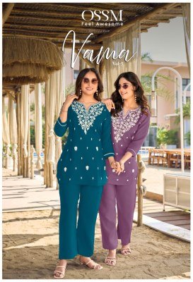 Ossm Vama Vol 5 Viscose Vatican Silk Co-ord Sets with Embroidery co ord set catalogs