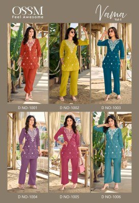 Ossm Vama Vol 5 Viscose Vatican Silk Co-ord Sets with Embroidery co ord set catalogs