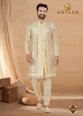 Outluk Vol 126 Heavy Art Silk Mans Jacket and Pyjama set catalogue wholesaler supplier  kurta pajama