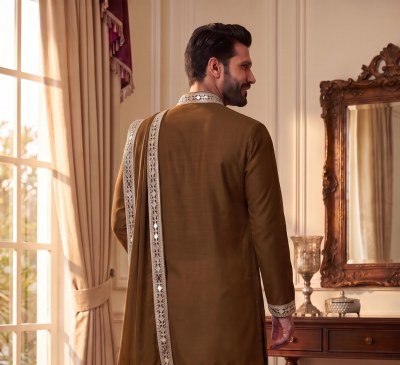 Outluk Wedding 52 Men's Navratri Special Pure Heavy Lachaka Mirror Work Kurta mens kurta