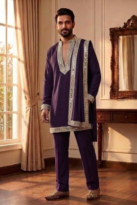 Outluk Wedding 52 Men's Navratri Special Pure Heavy Lachaka Mirror Work Kurta mens kurta