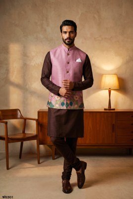 Outluk Wedding 63 Heavy Designer Linen Modi Jacket with Digital Print  modi jacket