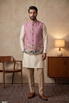 Outluk Wedding 63 Heavy Designer Linen Modi Jacket with Digital Print  modi jacket