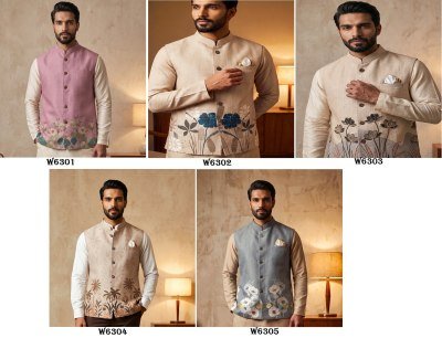Outluk Wedding 63 Heavy Designer Linen Modi Jacket with Digital Print  modi jacket
