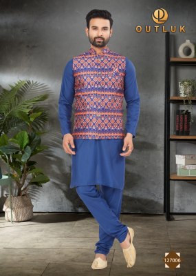 Outluk by wedding collection vol 127 exclusive fancy Mans plain kurta pajama with printed modi jacket catalogue at wholesale price  kurta pajama
