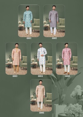 Outluk by wedding collection vol 4 Heavy Cotton Digital Print with Sequance work mens kurta catalog at wholesale price mens kurta