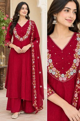 PADMAVATI Festival Special 3-Piece Collection  Pure Mul Chanderi 12 Kali Kurti with Palazzo and  Dupatta Size wise Combo Set