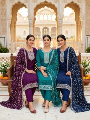 PAHAL Roman Swarovski 3-Piece Suit with Dupatta Work 