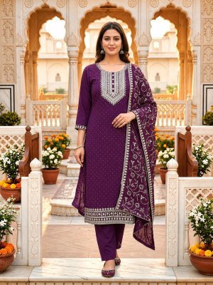 PAHAL Roman Swarovski 3-Piece Suit with Dupatta Work Size wise Combo Set